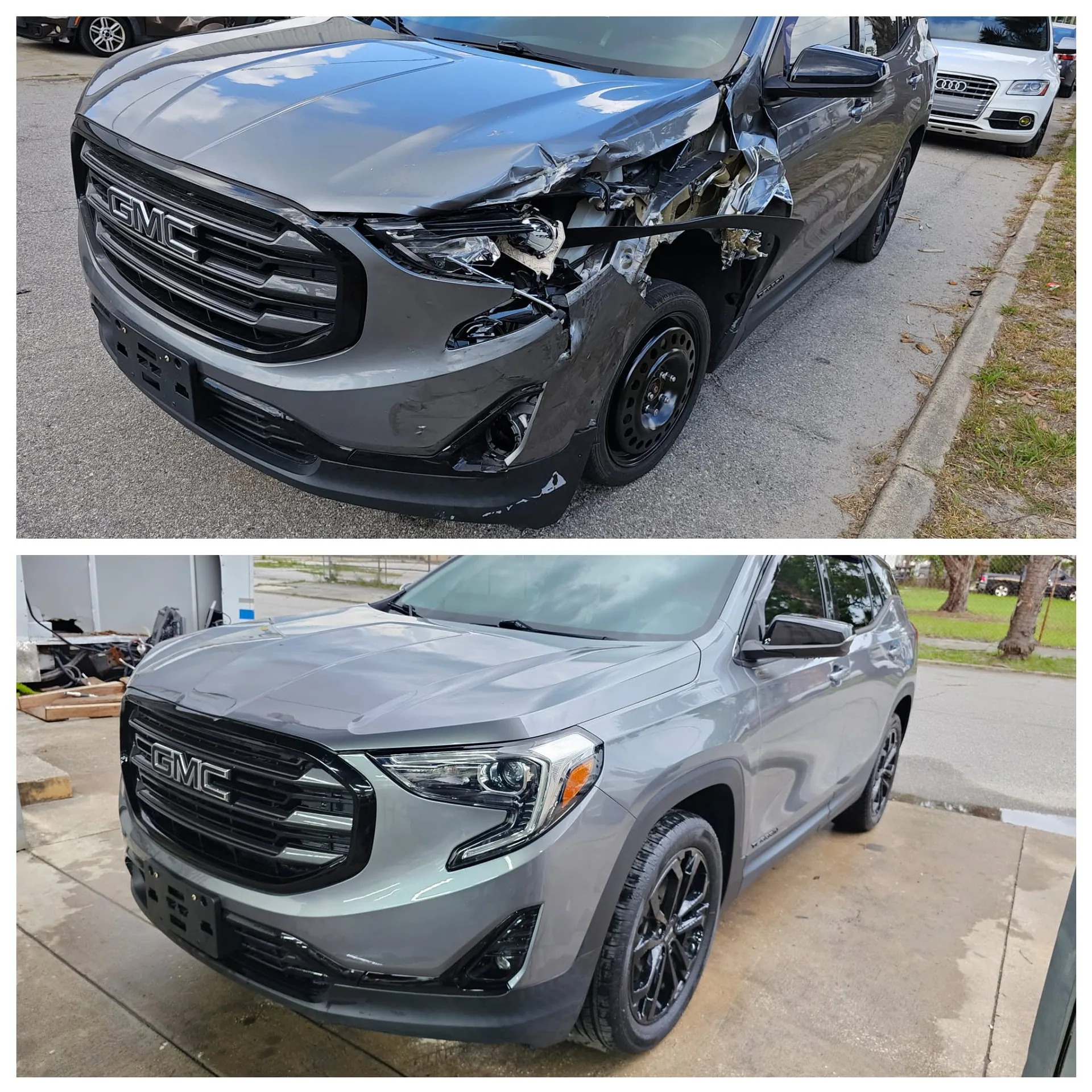 GMC Terrain before and after collision repair