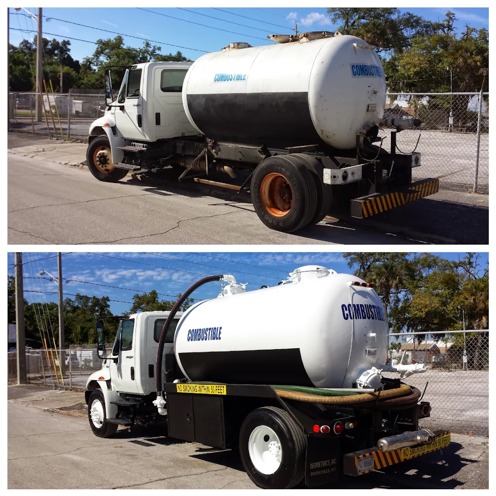 Tanker truck before and after repaint