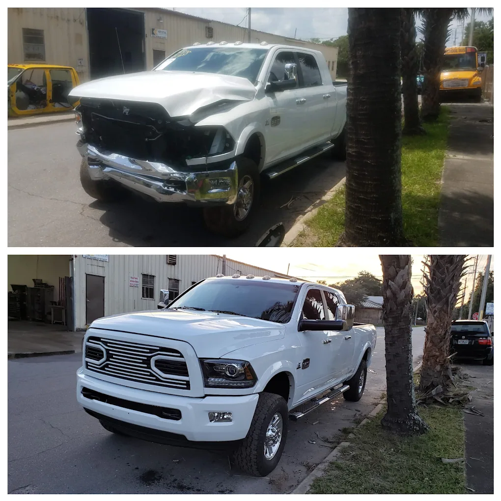Ram 2500 before and after front-end repair